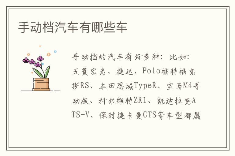 手动档汽车有哪些车
