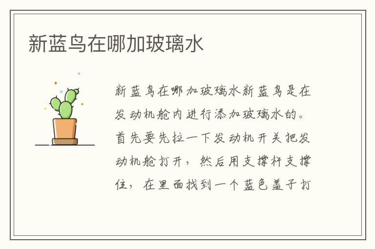 新蓝鸟在哪加玻璃水