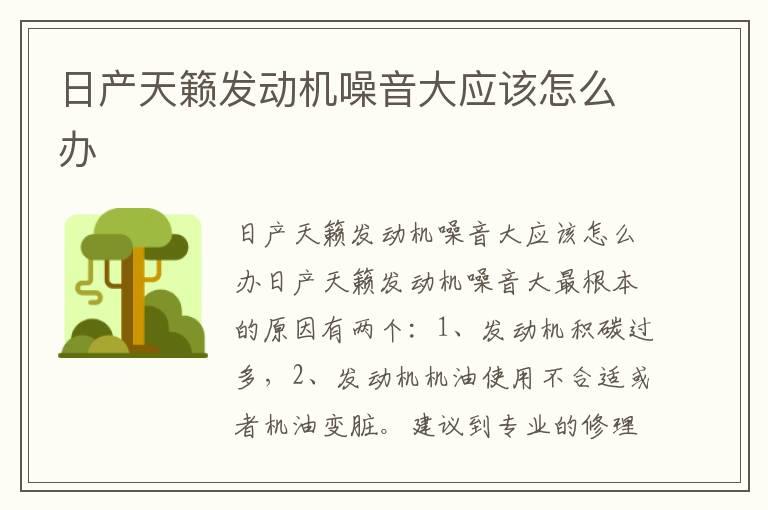 日产天籁发动机噪音大应该怎么办