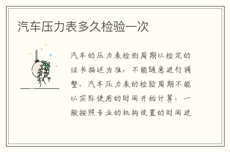 汽车压力表多久检验一次
