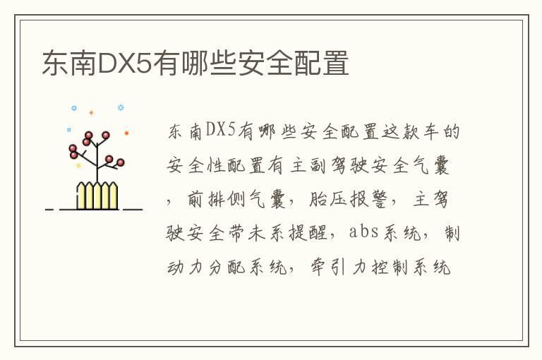 东南DX5有哪些安全配置