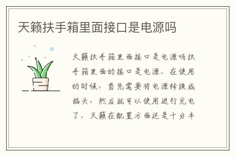 天籁扶手箱里面接口是电源吗