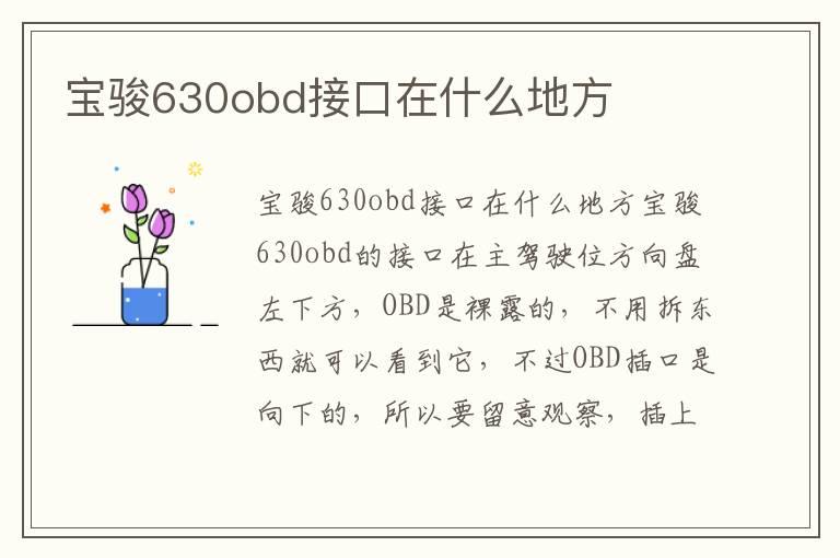 宝骏630obd接口在什么地方