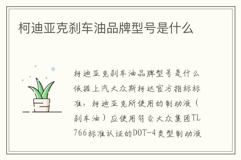 柯迪亚克刹车油品牌型号是什么