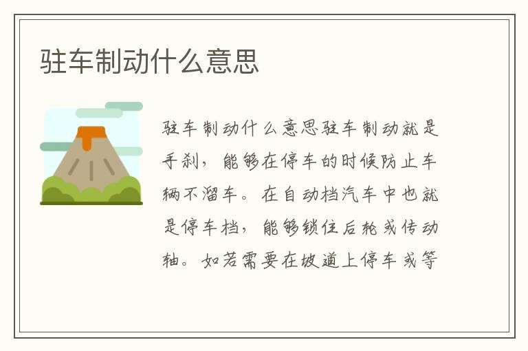 驻车制动什么意思