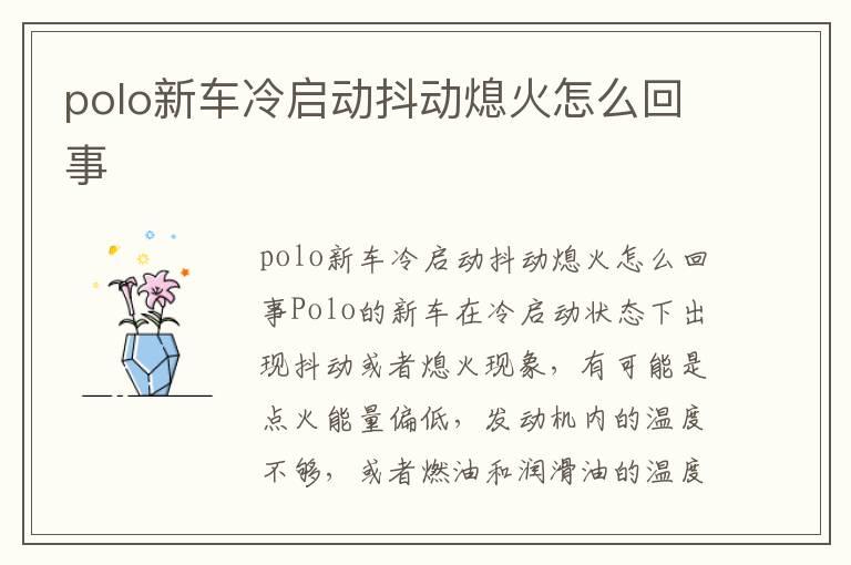 polo新车冷启动抖动熄火怎么回事