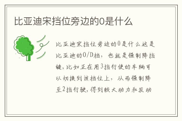 比亚迪宋挡位旁边的0是什么