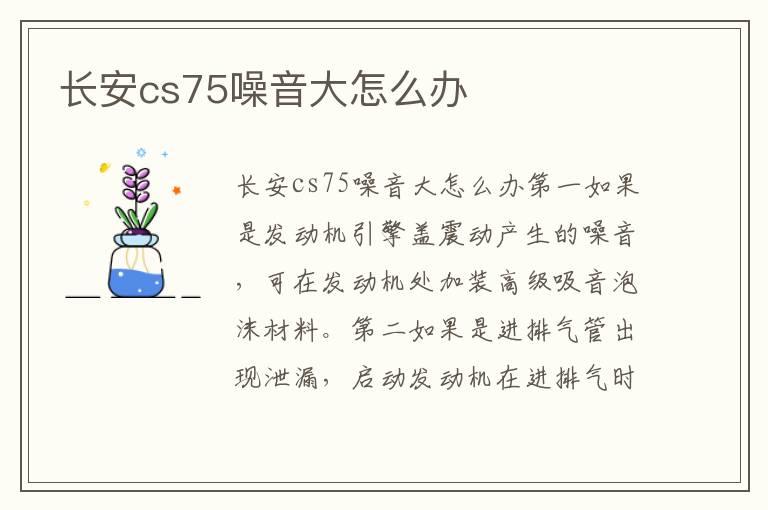 长安cs75噪音大怎么办