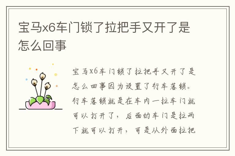宝马x6车门锁了拉把手又开了是怎么回事