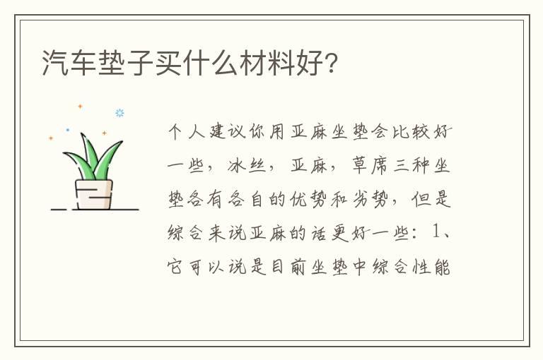 汽车垫子买什么材料好?