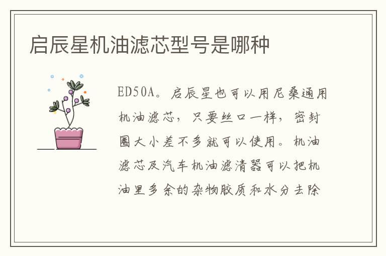启辰星机油滤芯型号是哪种