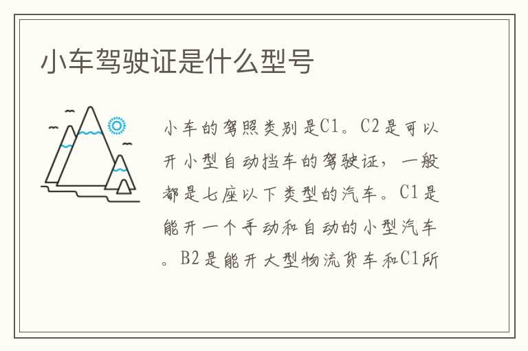 小车驾驶证是什么型号