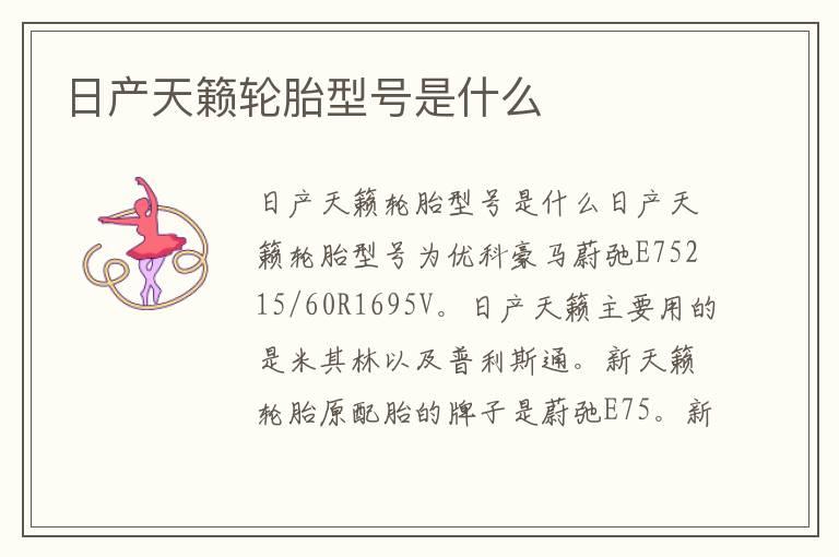 日产天籁轮胎型号是什么