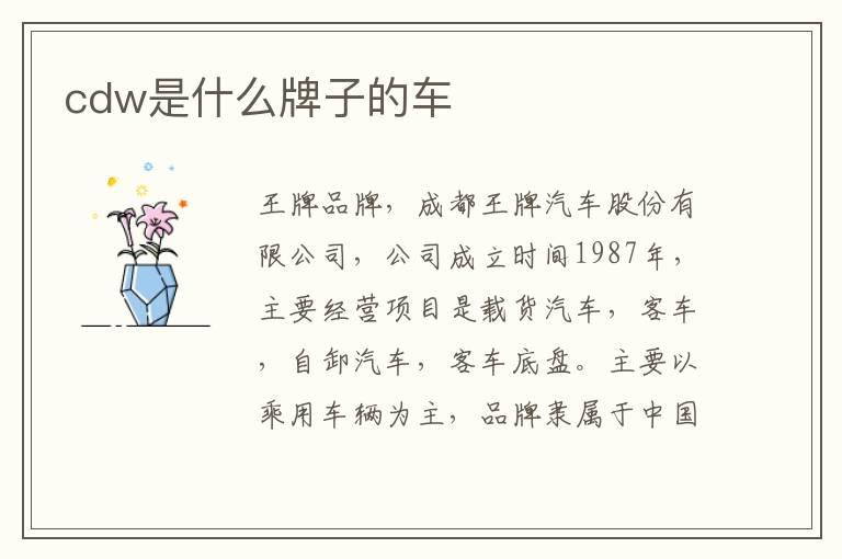 cdw是什么牌子的车