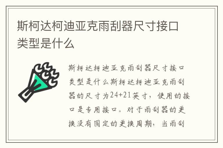 斯柯达柯迪亚克雨刮器尺寸接口类型是什么