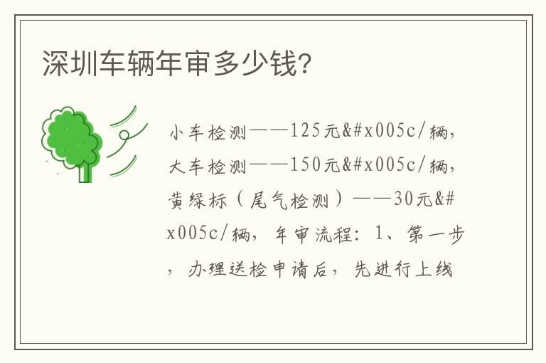 深圳车辆年审多少钱?