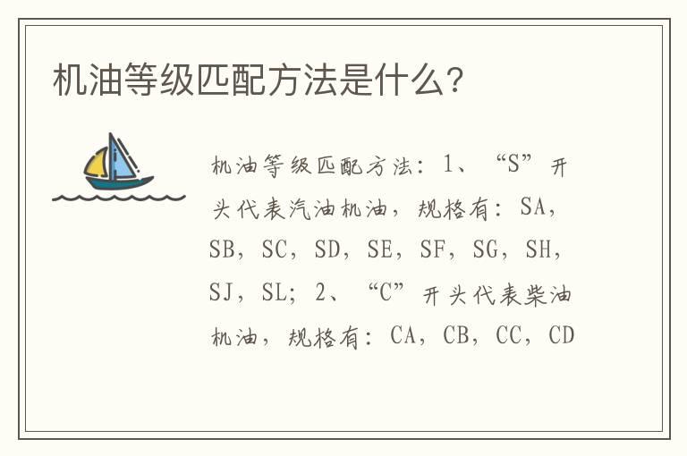 机油等级匹配方法是什么?