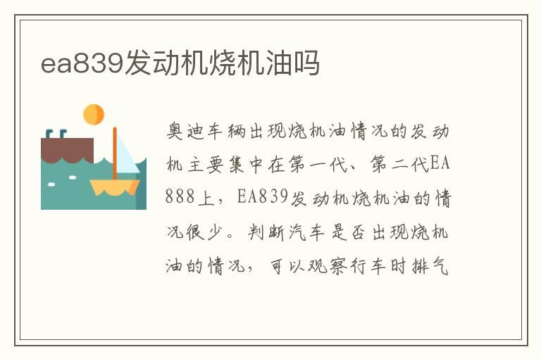 ea839发动机烧机油吗