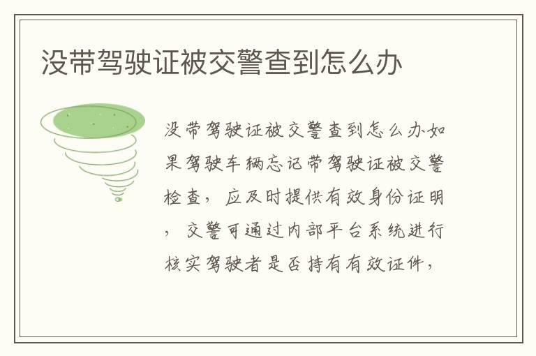没带驾驶证被交警查到怎么办