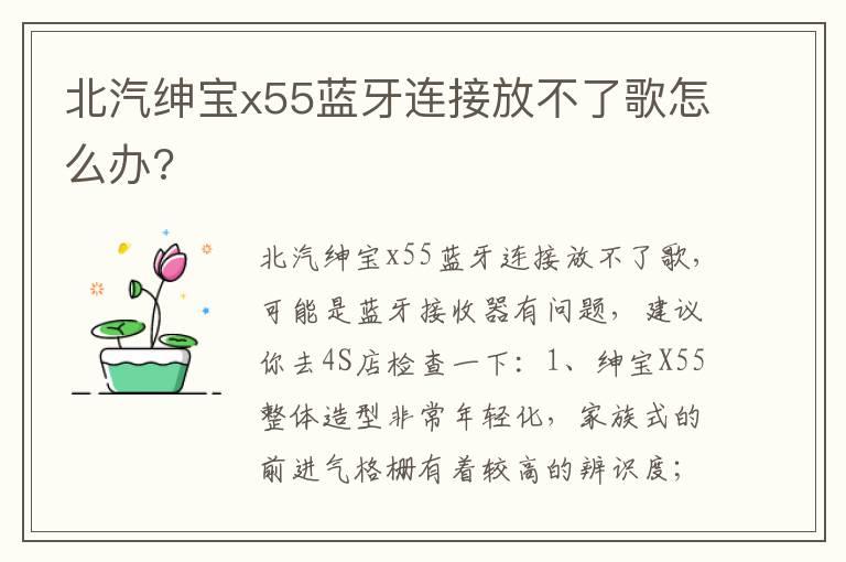北汽绅宝x55蓝牙连接放不了歌怎么办?