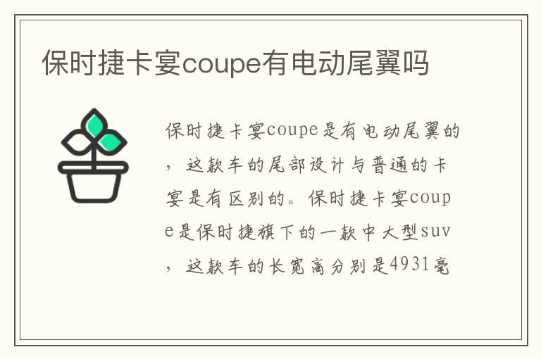 保时捷卡宴coupe有电动尾翼吗