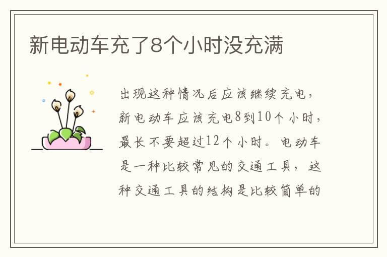 新电动车充了8个小时没充满