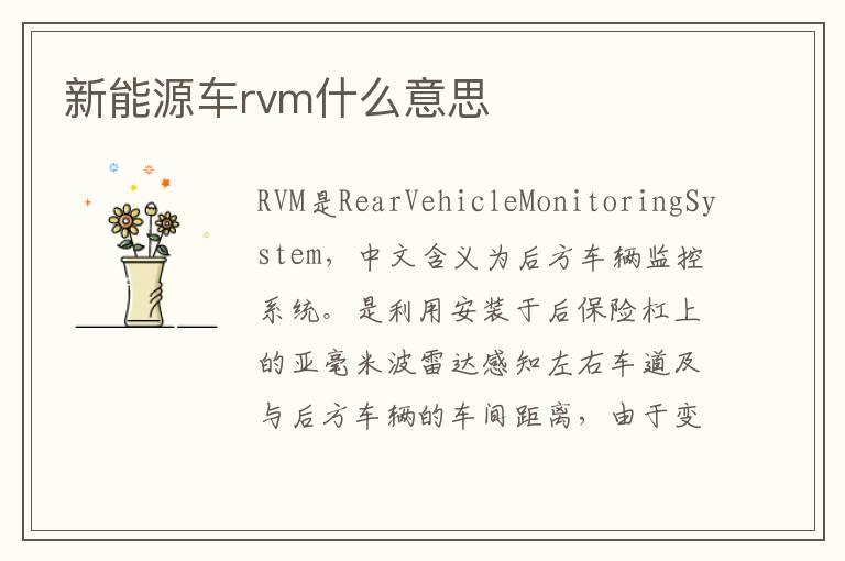 新能源车rvm什么意思