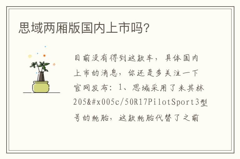 思域两厢版国内上市吗?