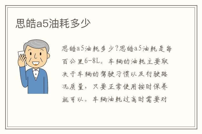思皓a5油耗多少