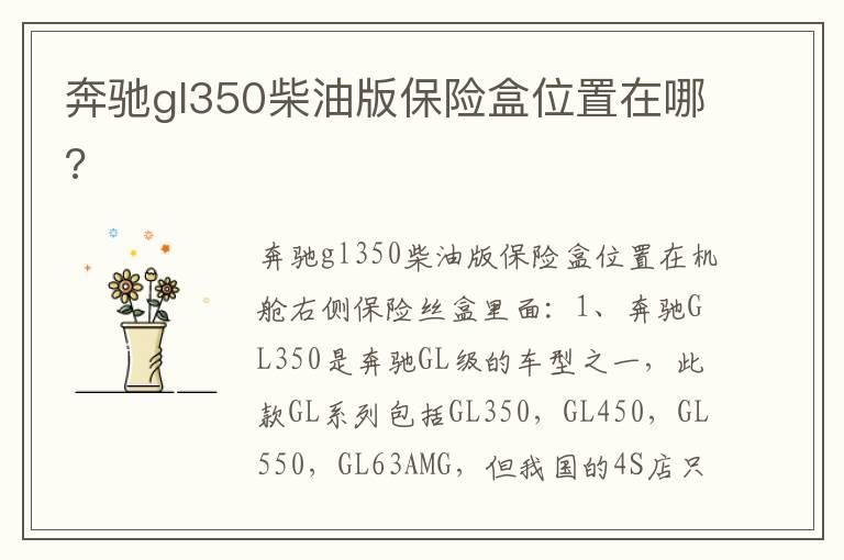 奔驰gl350柴油版保险盒位置在哪?