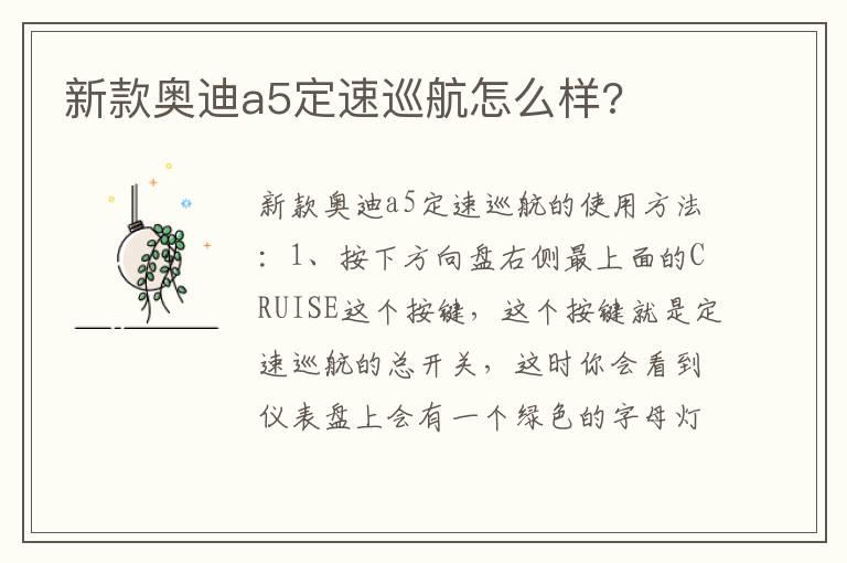 新款奥迪a5定速巡航怎么样?