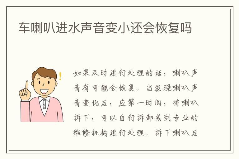 车喇叭进水声音变小还会恢复吗