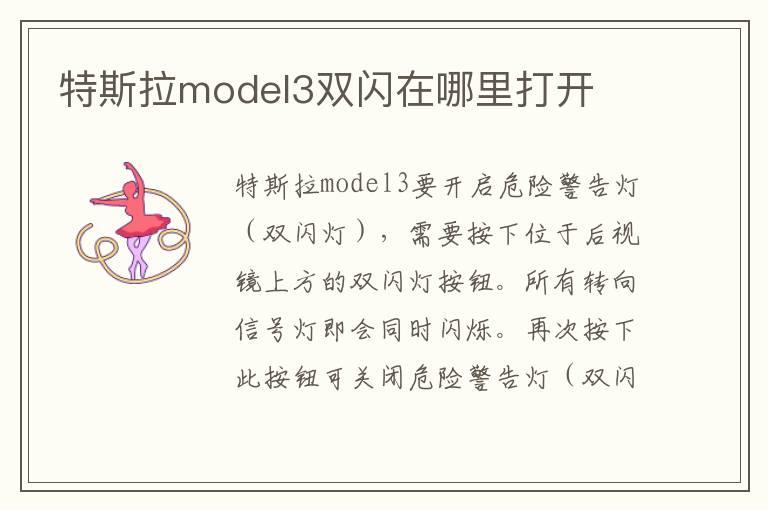 特斯拉model3双闪在哪里打开