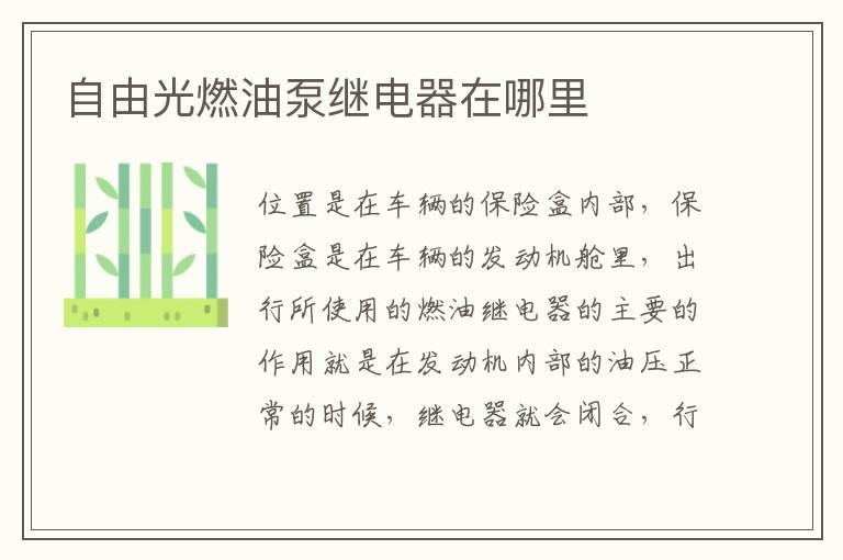 自由光燃油泵继电器在哪里