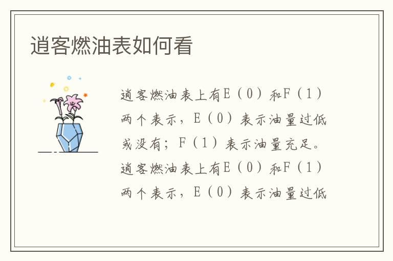逍客燃油表如何看