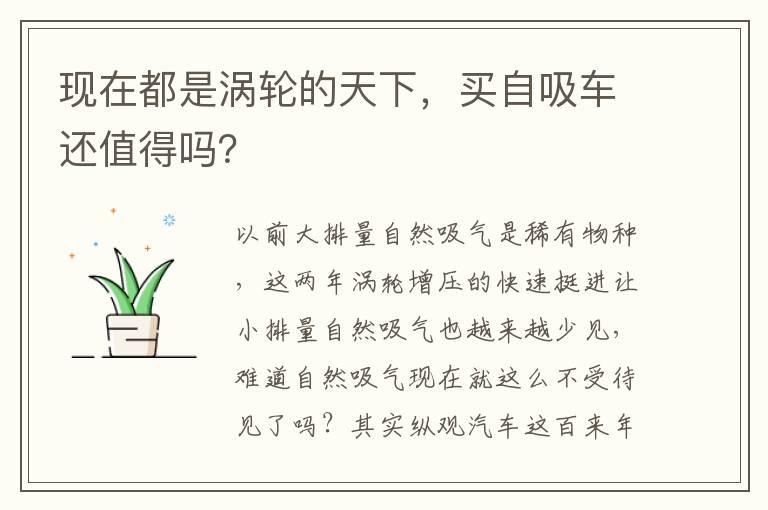 现在都是涡轮的天下，买自吸车还值得吗？