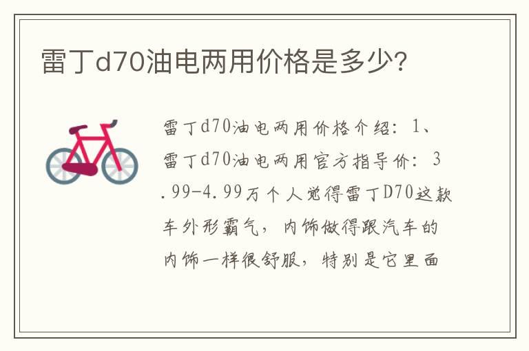 雷丁d70油电两用价格是多少?