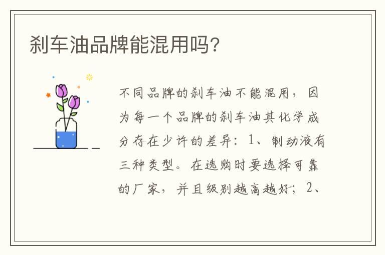 刹车油品牌能混用吗?