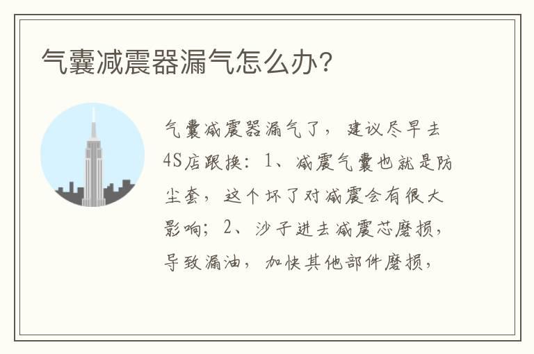 气囊减震器漏气怎么办?