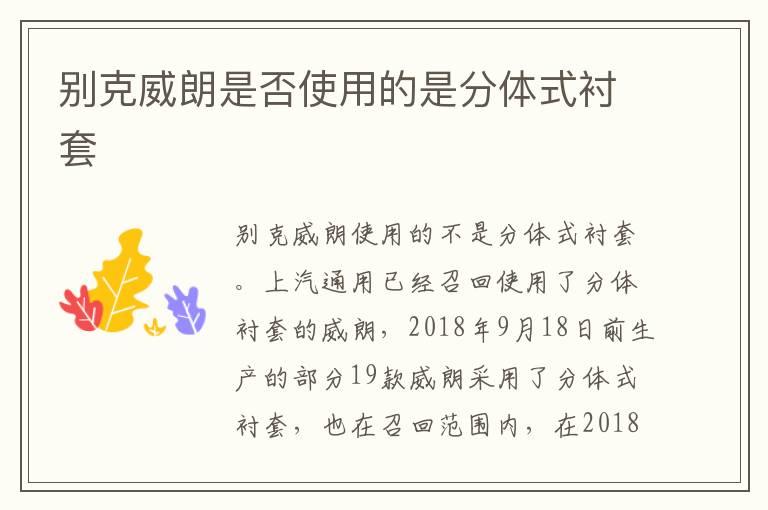 别克威朗是否使用的是分体式衬套