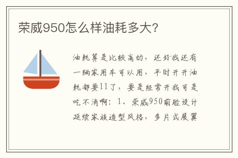 荣威950怎么样油耗多大?