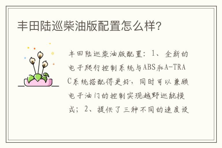 丰田陆巡柴油版配置怎么样?