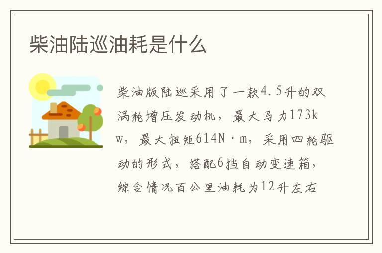 柴油陆巡油耗是什么