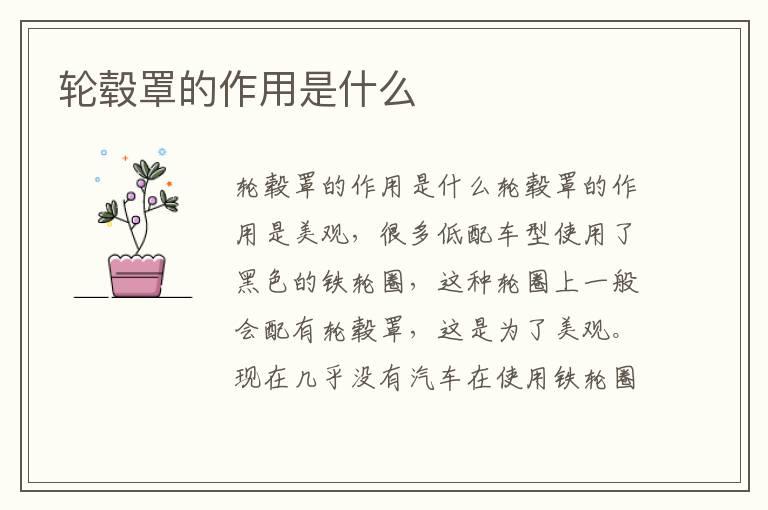 轮毂罩的作用是什么