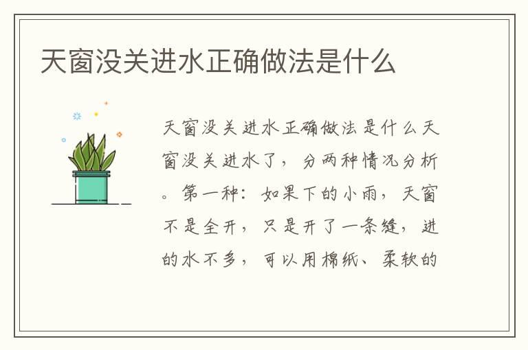 天窗没关进水正确做法是什么