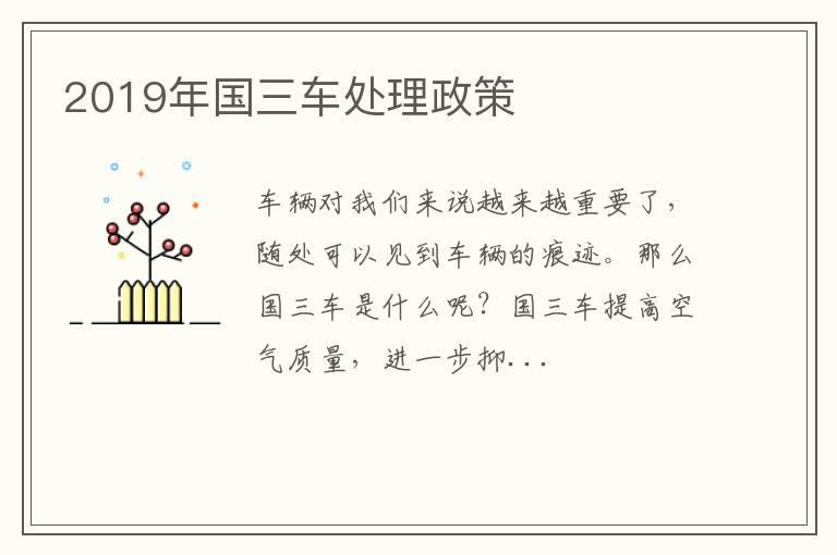 2019年国三车处理政策