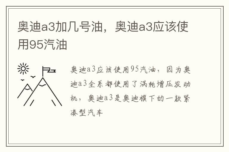 奥迪a3加几号油，奥迪a3应该使用95汽油