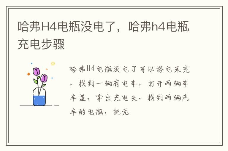 哈弗H4电瓶没电了，哈弗h4电瓶充电步骤
