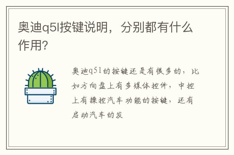 奥迪q5l按键说明，分别都有什么作用？