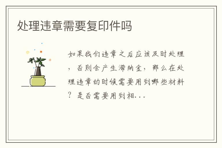 处理违章需要复印件吗